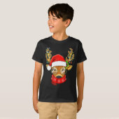 Christmas Reindeer Lights Gles Santa Hat Deer Xmas T-shirt (Voorkant volledig)