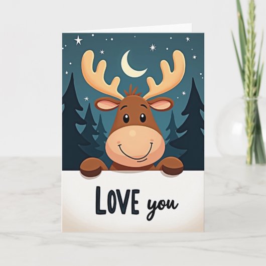 Christmas Reindeer Love Card Kaart (Voorkant)