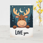 Christmas Reindeer Love Card Kaart (Gele Bloem)
