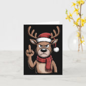 Christmas Reindeer Middle Finger Sarcastic Xmas Fu Kaart (Gele Bloem)