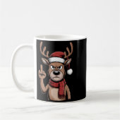 Christmas Reindeer Middle Finger Sarcastic Xmas Fu Koffiemok (Links)