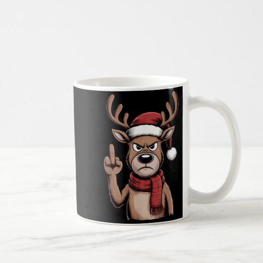 Christmas Reindeer Middle Finger Sarcastic Xmas Fu Koffiemok (Rechts)
