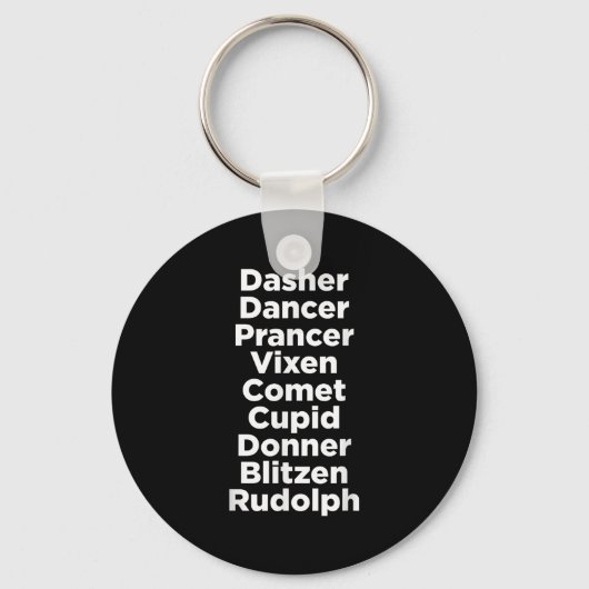 Christmas Reindeer Names - Uni-adults, Black, Smal Sleutelhanger (Voorkant)