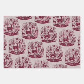 Christmas Reindeer Nordic Folk Art Scandinavian Inpakpapier Vel (Voorkant)