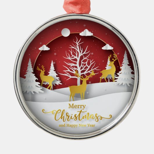 Christmas Reindeer Ornament – Paper Art Style (Voorkant)