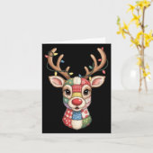 Christmas Reindeer Patchwork Men Women Kids Cute R Kaart (Gele Bloem)