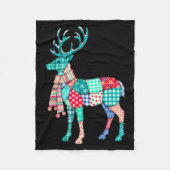 Christmas Reindeer Patchwork Reindeer Men Women Ki Fleece Deken (Voorkant)