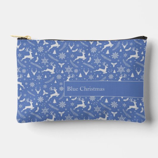 Christmas Reindeer Pattern Blue with Text Etui (Voorkant)