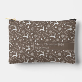 Christmas Reindeer Pattern Brown with Text Etui