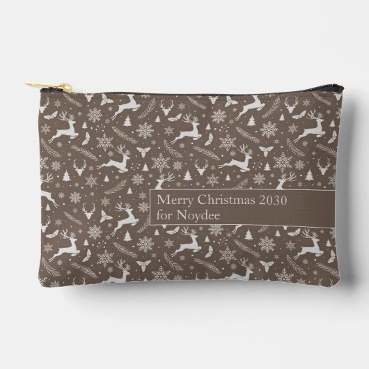Christmas Reindeer Pattern Brown with Text Etui (Voorkant)