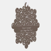 Christmas Reindeer Pattern Brown with Text Ornament Kaart (Rechts)