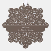 Christmas Reindeer Pattern Brown with Text Ornament Kaart (Achterkant)