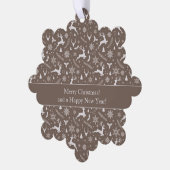 Christmas Reindeer Pattern Brown with Text Ornament Kaart (Links)