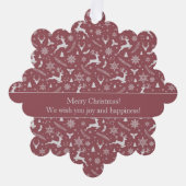 Christmas Reindeer Pattern Red with Text Ornament Kaart (Voorkant)