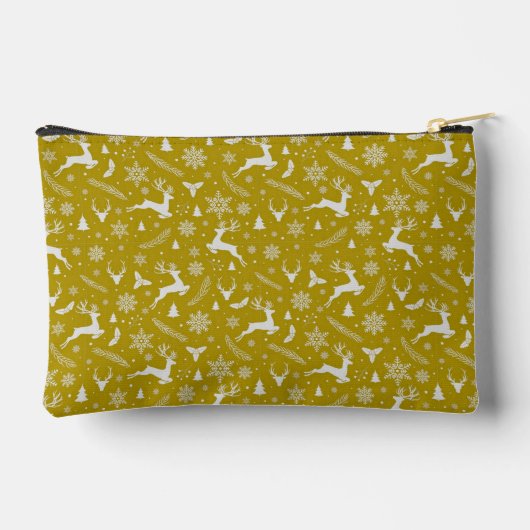 Christmas Reindeer Pattern Yellow with Text Etui (Achterkant)