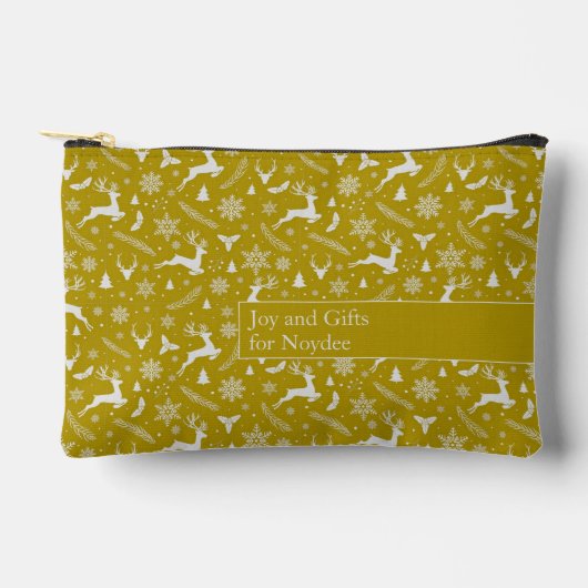 Christmas Reindeer Pattern Yellow with Text Etui (Voorkant)