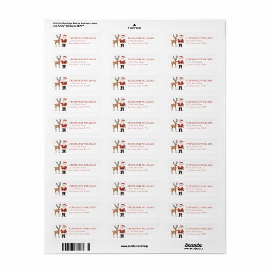 Christmas Reindeer Return Address Labels (Full Sheet)