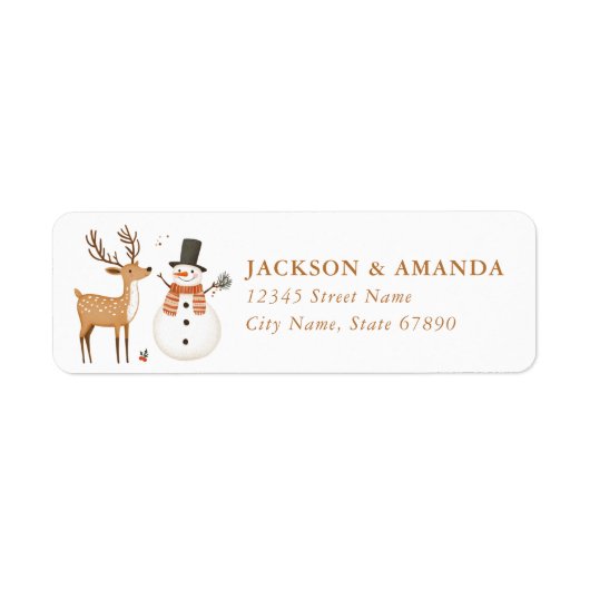 Christmas Reindeer Return Address Labels (Voorkant)