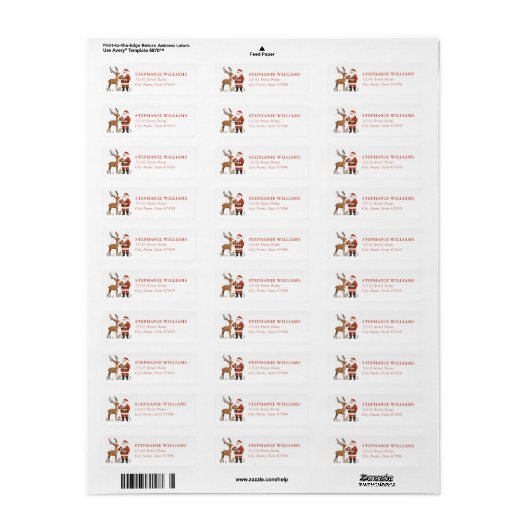 Christmas Reindeer Return Address Labels (Full Sheet)