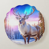Christmas Reindeer Rond Kussen (Achterkant)