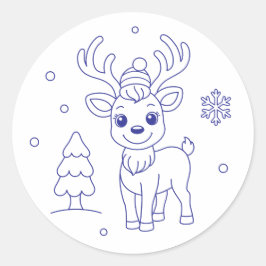 christmas reindeer ronde sticker