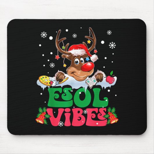 Christmas Reindeer Santa Esol Vibes Funny Teacher  Muismat (Voorkant)