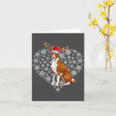 Christmas Reindeer Santa Hat Basenji Lovers Xmas  Kaart (Gele Bloem)