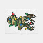 Christmas Reindeer Silhouette Camo Xmas Lights Men Fleece Deken (Voorkant (Horizontaal))