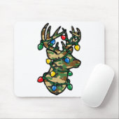 Christmas Reindeer Silhouette Camo Xmas Lights Men Muismat (Met muis)