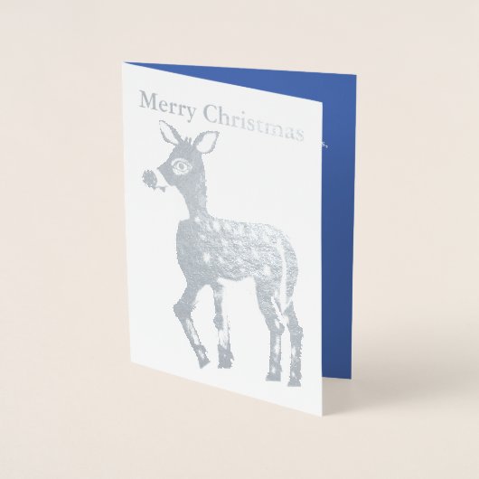 Christmas Reindeer Silver Foil Wenskaart Folie Kaarten (Voorkant)