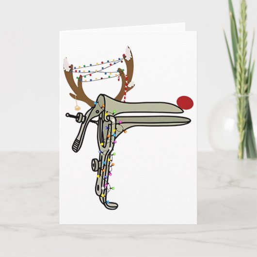 Christmas Reindeer Speculum Nurse Obgyn Obstetrics Kaart (Voorkant)