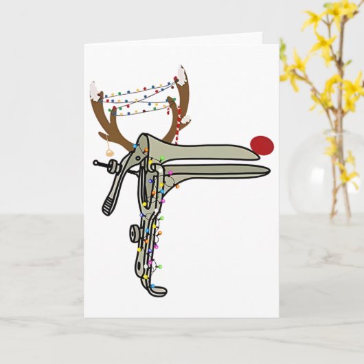 Christmas Reindeer Speculum Nurse Obgyn Obstetrics Kaart (Gele Bloem)
