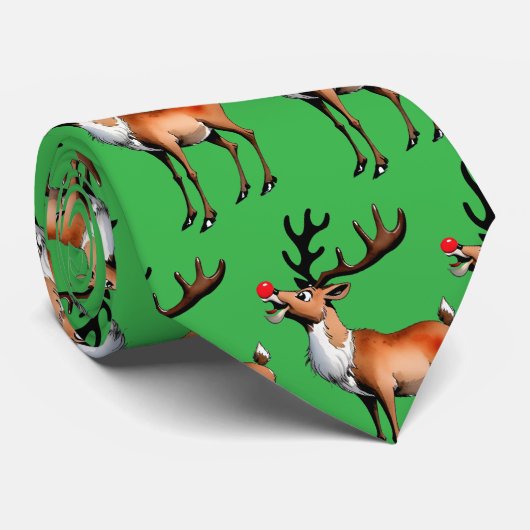 Christmas Reindeer Stropdas (Opgerold)