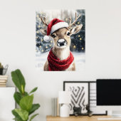 Christmas Reindeer Wall Art Poster (Thuiskantoor)