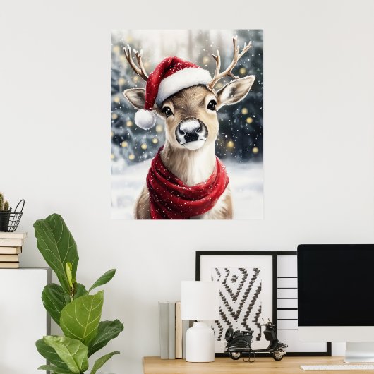 Christmas Reindeer Wall Art Poster (Thuiskantoor)