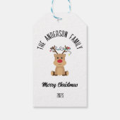 Christmas Reindeer With Lights Personalized Name Cadeaulabel (Achterkant)