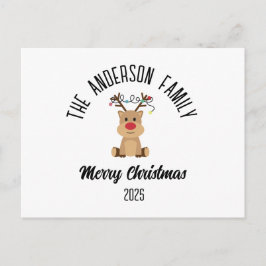Christmas Reindeer With Lights Personalized Name Feestdagenkaart