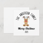 Christmas Reindeer With Lights Personalized Name Feestdagenkaart (Voorkant / Achterkant)