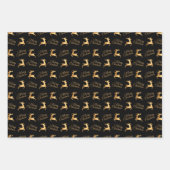 Christmas Reindeers on Navy Blue, Black and White Inpakpapier Vel (Voorkant 2)