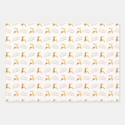 Christmas Reindeers on Red, Black and White Inpakpapier Vel (Voorkant 3)