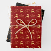 Christmas Reindeers on Red, Black and White Inpakpapier Vel (In situ)