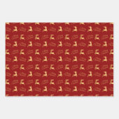 Christmas Reindeers on Red, Black and White Inpakpapier Vel (Voorkant)
