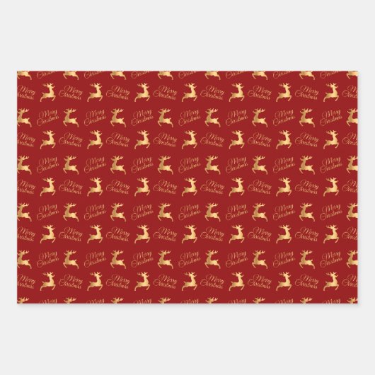 Christmas Reindeers on Red, Black and White Inpakpapier Vel (Voorkant)
