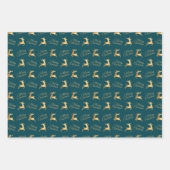 Christmas Reindeers on Teal, Black and White Inpakpapier Vel (Voorkant)
