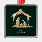 Christmas Religious Nativity Scene Family Photo Metalen Ornament (Voorkant)