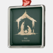 Christmas Religious Nativity Scene Family Photo Metalen Ornament (Links)