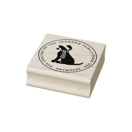 Christmas Retriever Custom Round Retouradres Rubberstempel (Stempel)