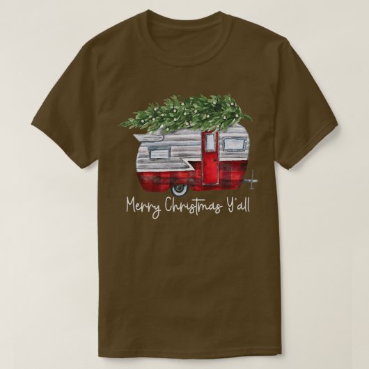 Christmas Retro Camping Caravan Xmas Tree Vehicles T-shirt (Design voorkant)