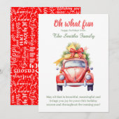 Christmas retro car postcard kaart (Voorkant / Achterkant)