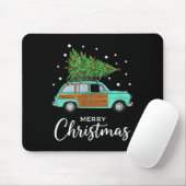 Christmas Retro Car With Christmas Tree - Merry Me Muismat (Met muis)